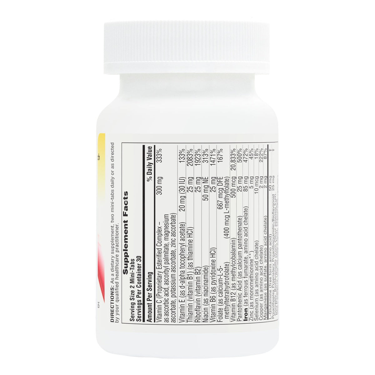 NTP358 | Supplement bottle showing the Supplement Facts panel with directions and nutrient amounts