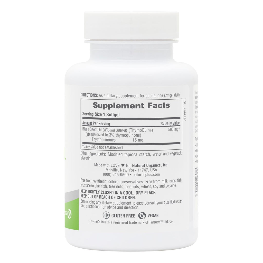 NTP356 | Back label of supplement bottle with Supplement Facts, directions, ingredients, and vegan gluten-free icons - Thumbnail