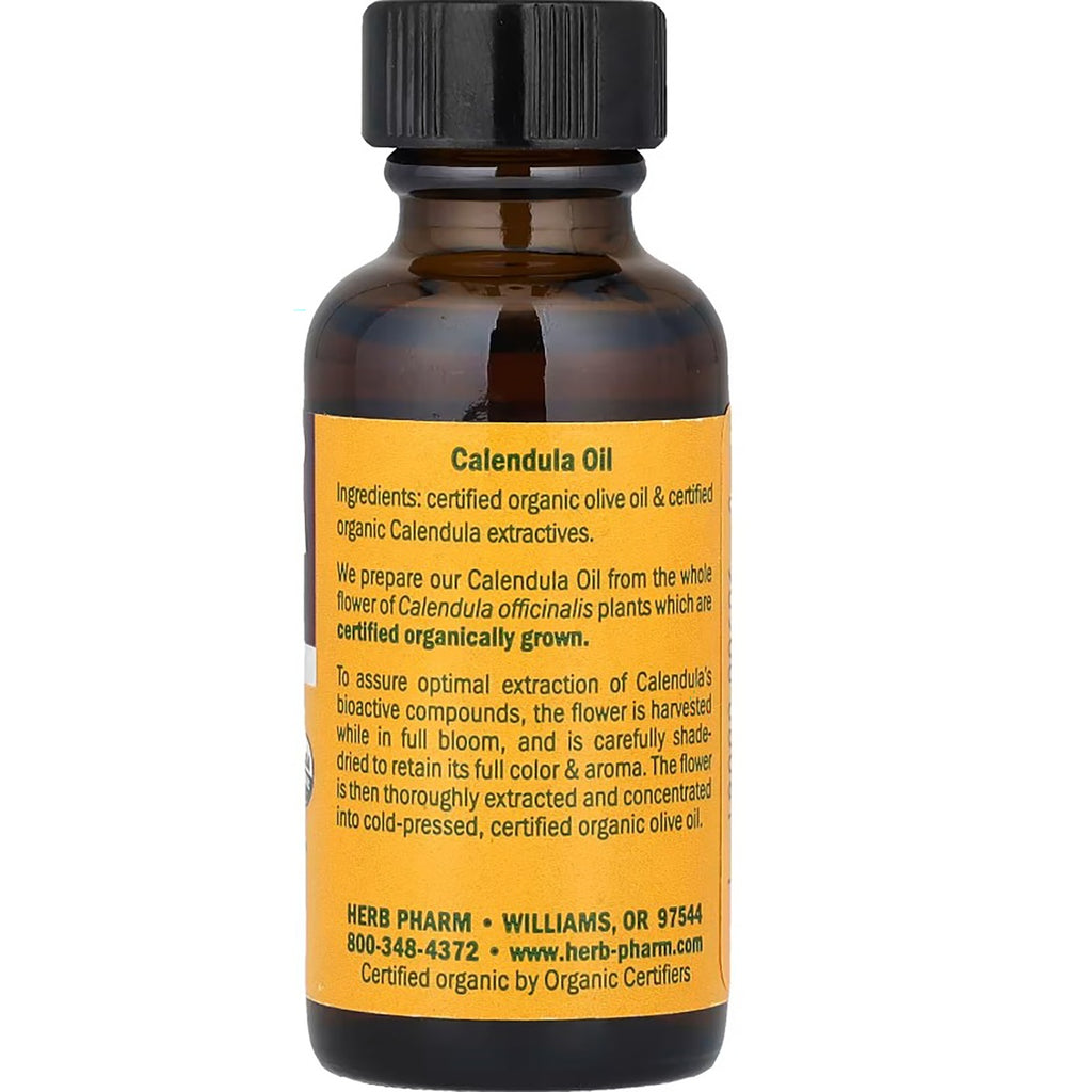 HPH007 | Herb Pharm Calendula Oil bottle with ingredient and organic sourcing information on the label - Thumbnail
