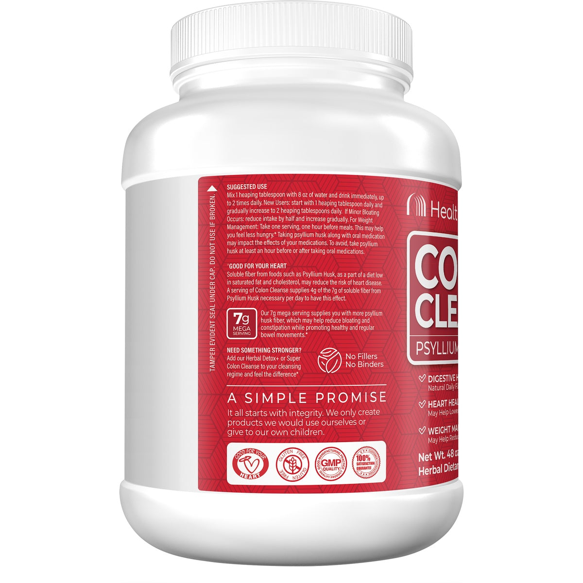 HP009 | back of white supplement jar with red nutrition and usage label partially visible