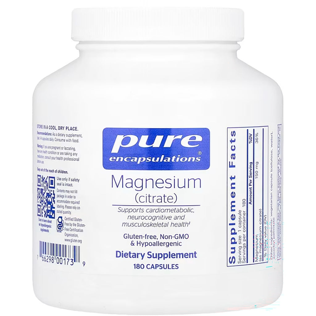 PRN029 | Pure Encapsulations Magnesium (citrate) white supplement jar labeled 180 CAPSULES - Thumbnail