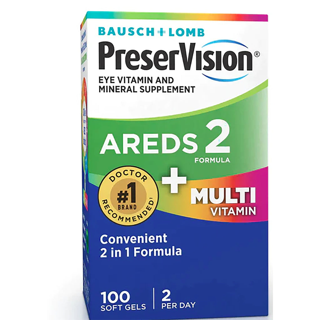 BNL027 | PreserVision AREDS 2 + Multi vitamin box and bottle, 100 soft gels eye vitamin and mineral supplement - Thumbnail