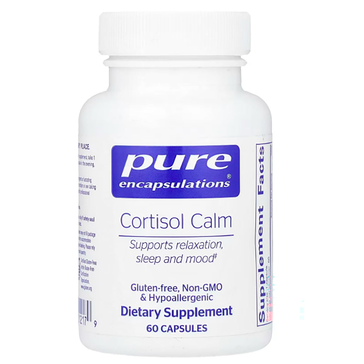 PRN163 | Pure Encapsulations Cortisol Calm white supplement bottle with front label showing 60 CAPSULES