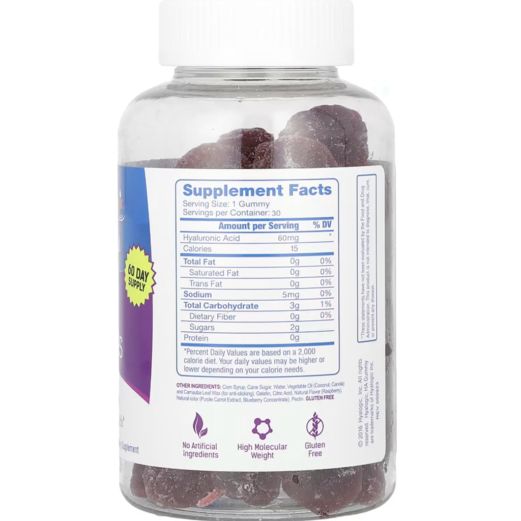 HYL007 | supplement facts and ingredients for hyaluronic acid gummies serving size 1 gummy - Thumbnail