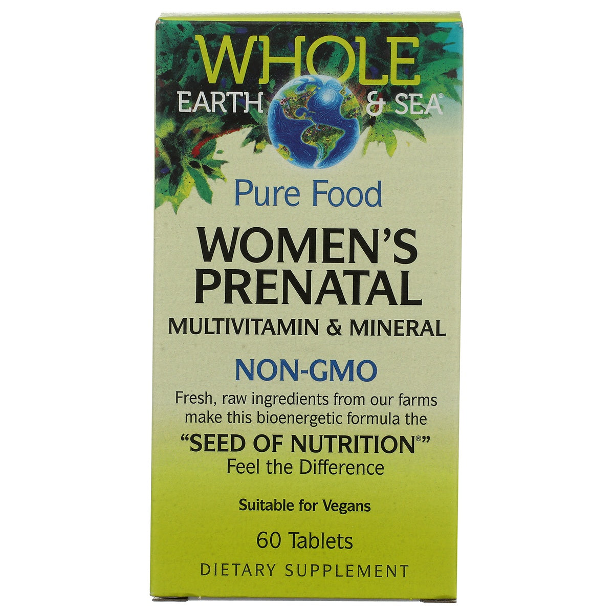NFC192 | Whole Earth & Sea Pure Food Women's Prenatal multivitamin box, NON-GMO, 60 Tablets