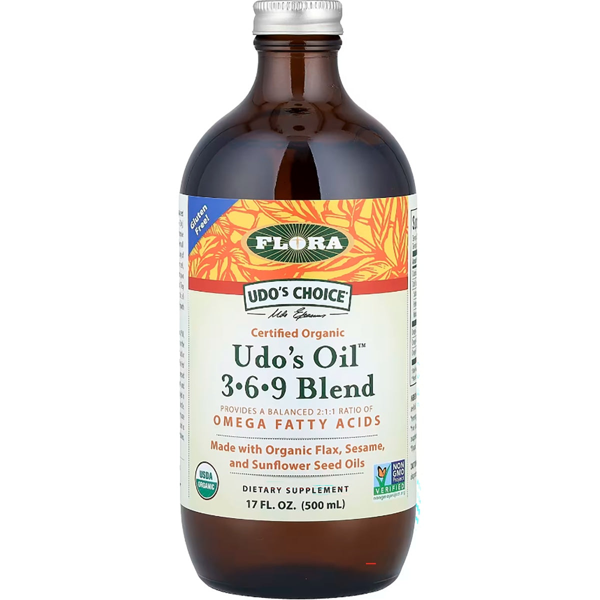FL029 | Udo's Oil 3·6·9 Blend amber glass bottle with box, 17 fl oz, organic omega fatty acids