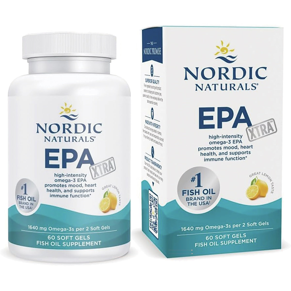 NRN013 | Nordic Naturals EPA XTRA bottle, 1640 mg Omega-3, 1000 mg soft gels, 60 count