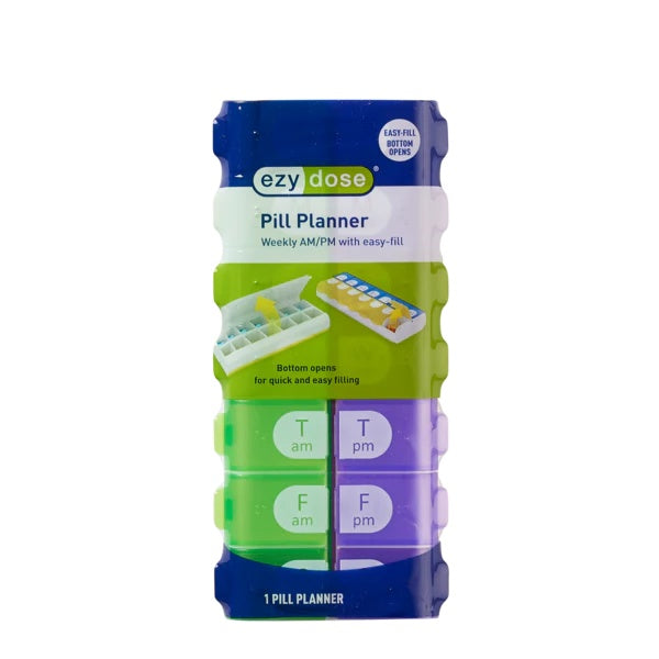 APP09 | Green and purple weekly pill organizer with AM and PM compartments - Thumbnail