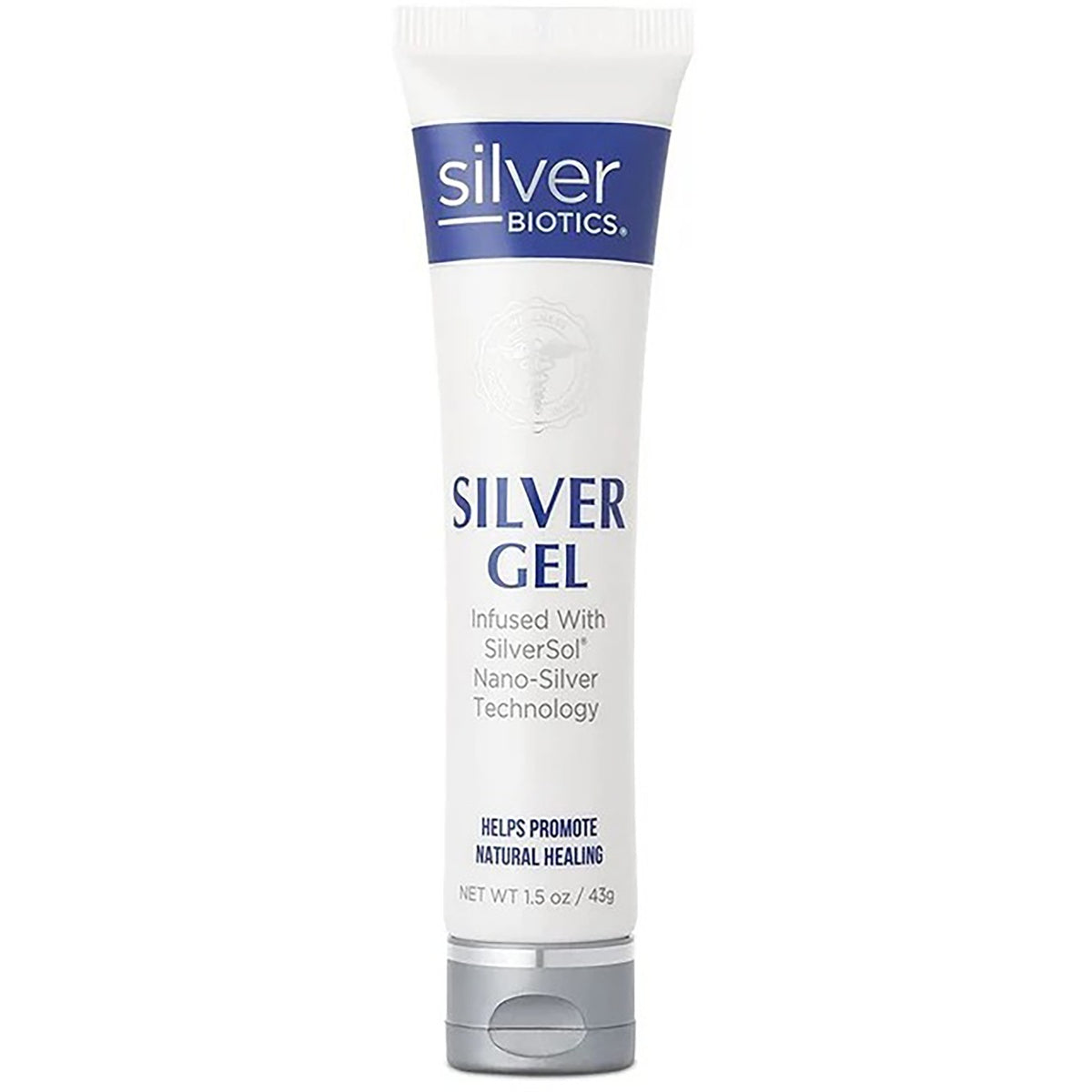 ABL005 | Silver Gel box front showing SilverBiotics branding and text 'Helps Protect & Beautify'