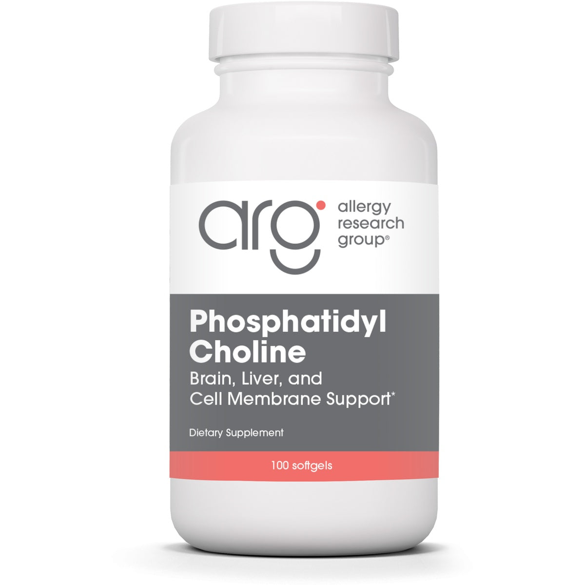 ARG075 | AllergyResearchGroup Phosphatidyl Choline bottle front labeled dietary supplement 100 softgels