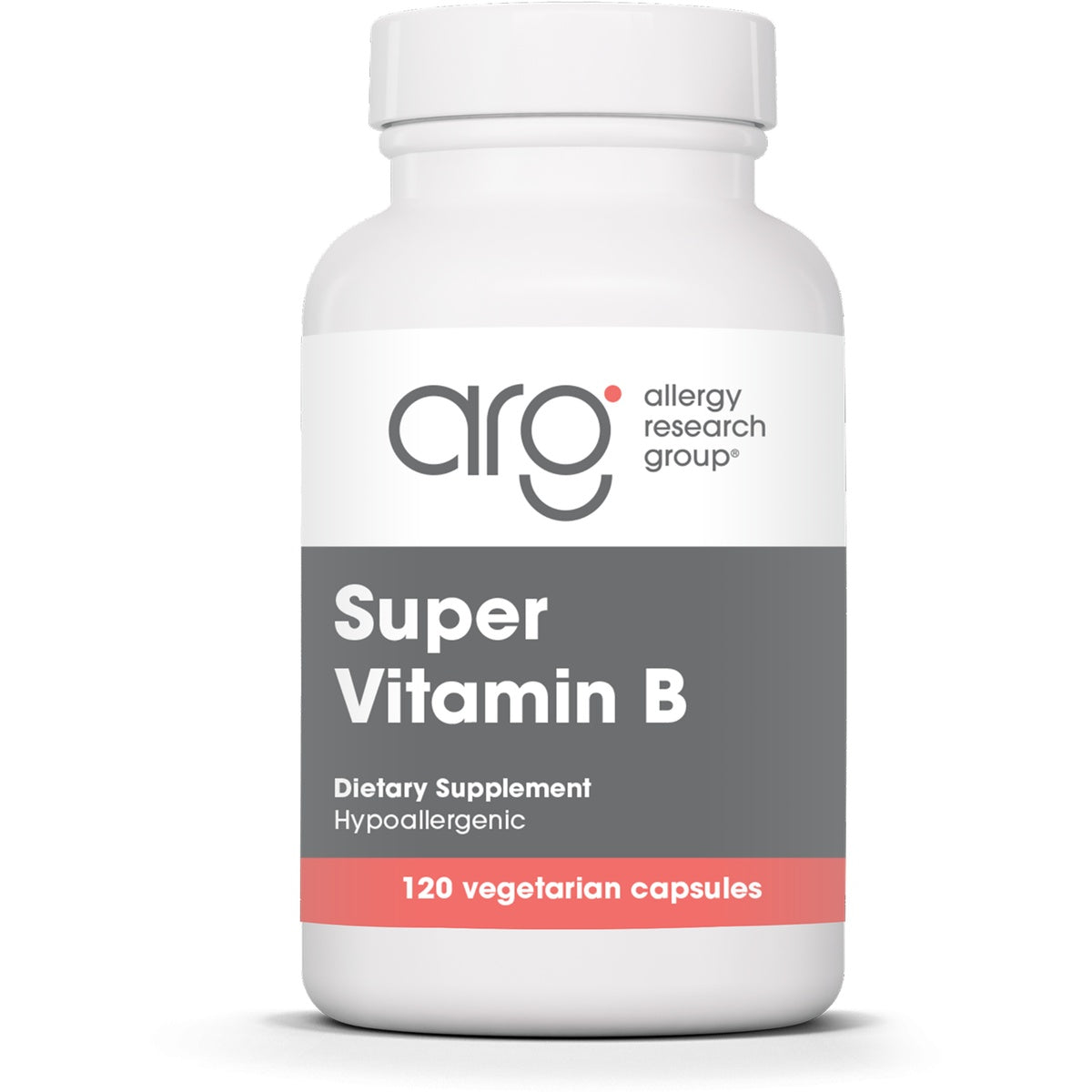 ARG036 | Allergy Research Group Super Vitamin B bottle with blue label, hypoallergenic, 120 vegetarian capsules