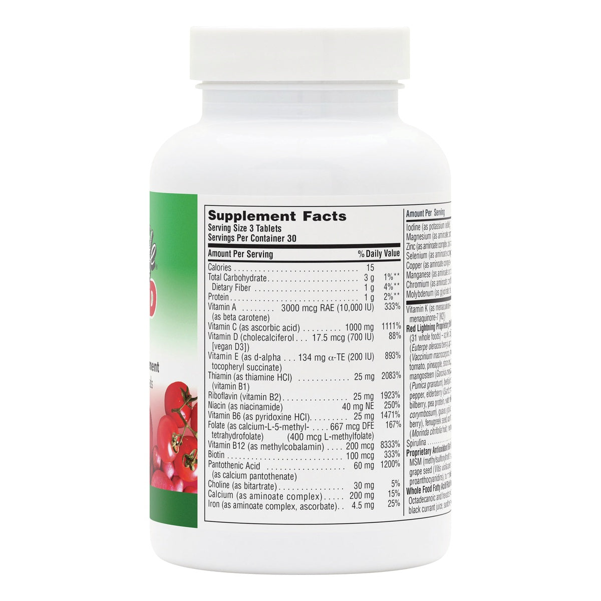 NTP203 | Supplement Facts panel on a multivitamin bottle