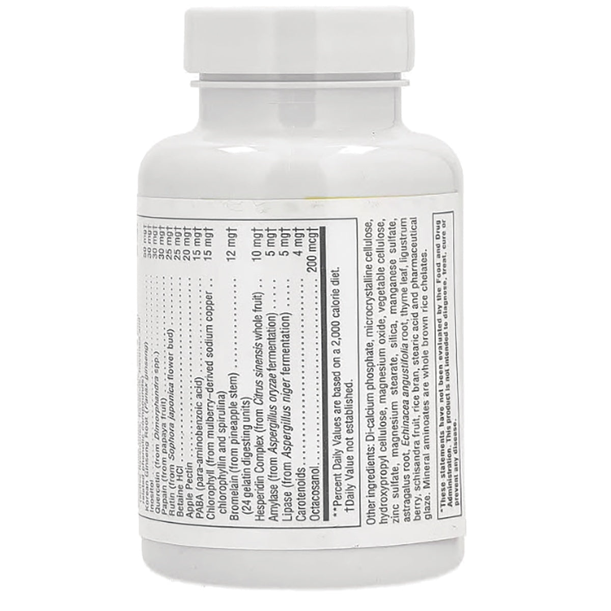 NTP031 | Supplement bottle showing the back label with ingredients and supplement facts