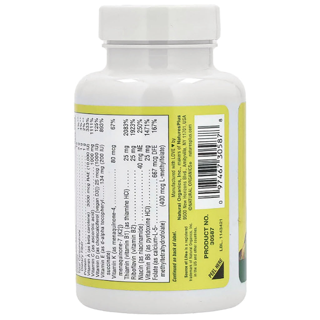NTP031 | Back label of a Natural Organics supplement bottle with barcode and nutrition facts - Thumbnail