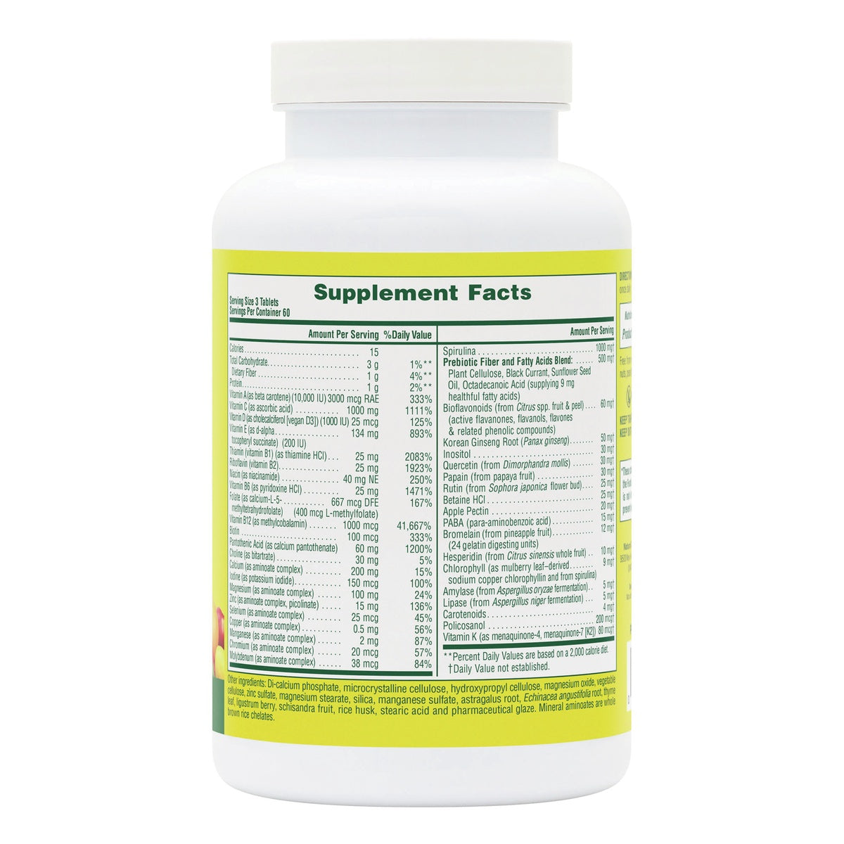 NTP035 | Back label with Supplement Facts and ingredient list on a white supplement bottle