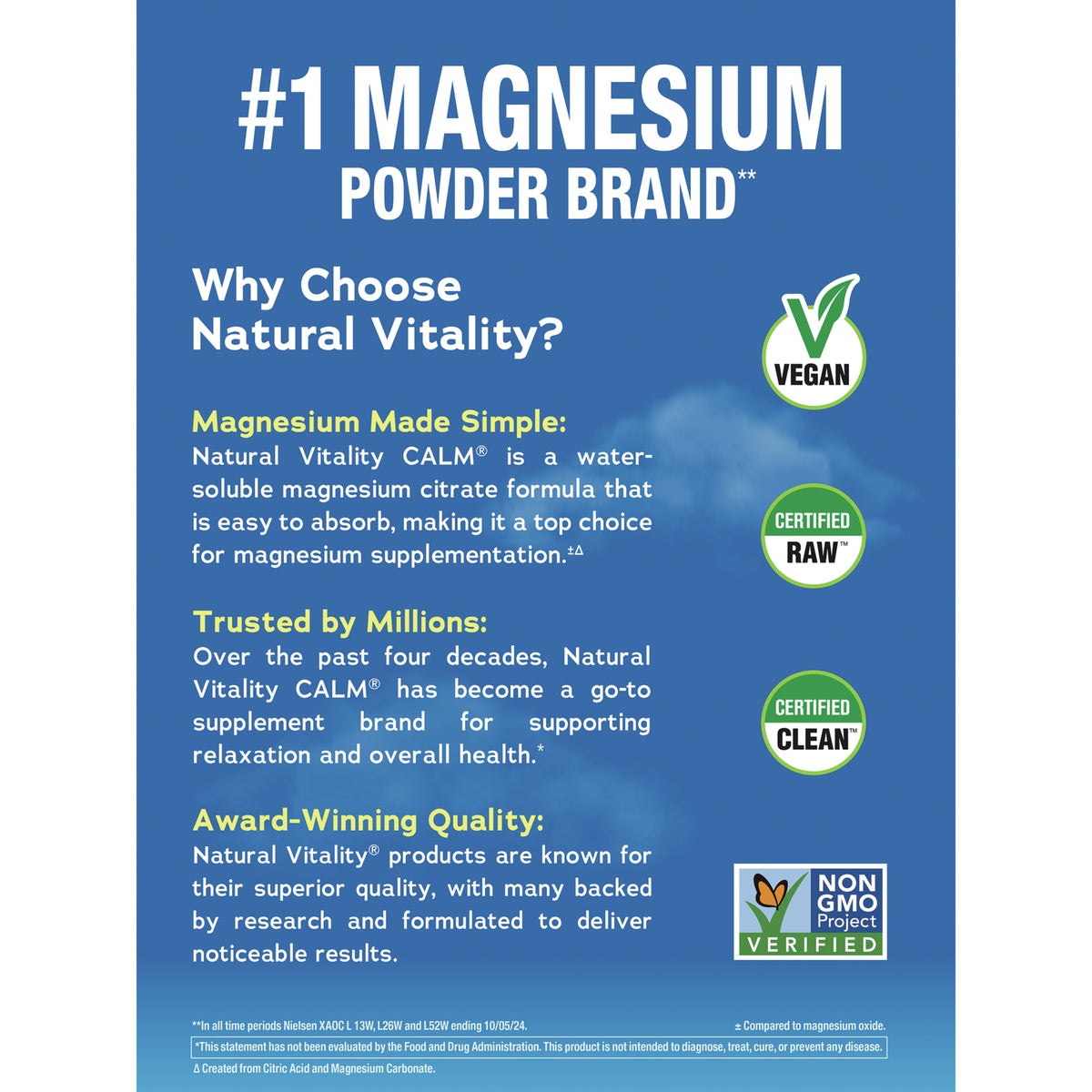 NVT073 | product infographic with large callout #1 Magnesium Power Brand and Why Choose Natural Vitality?