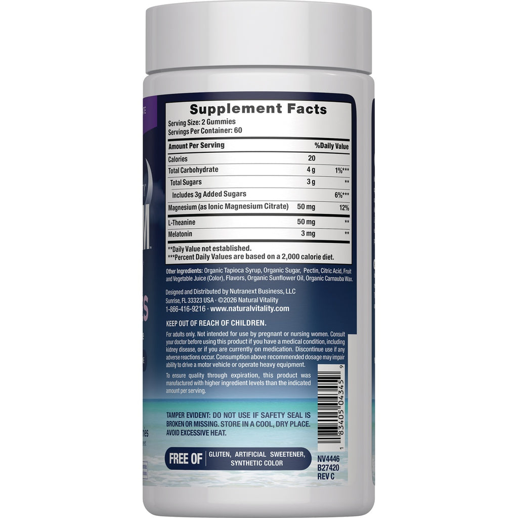 NVT055 | Supplement Facts panel, ingredients and storage instructions on back of blue supplement bottle - Thumbnail