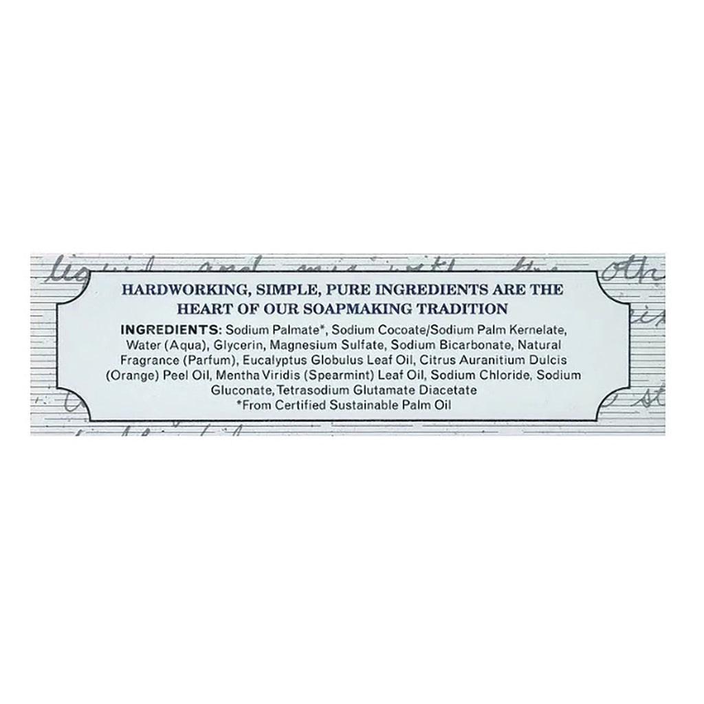 GP032 | back label with heading about pure ingredients and ingredient list including Sodium Palmate, glycerin, eucalyptus oil - Thumbnail