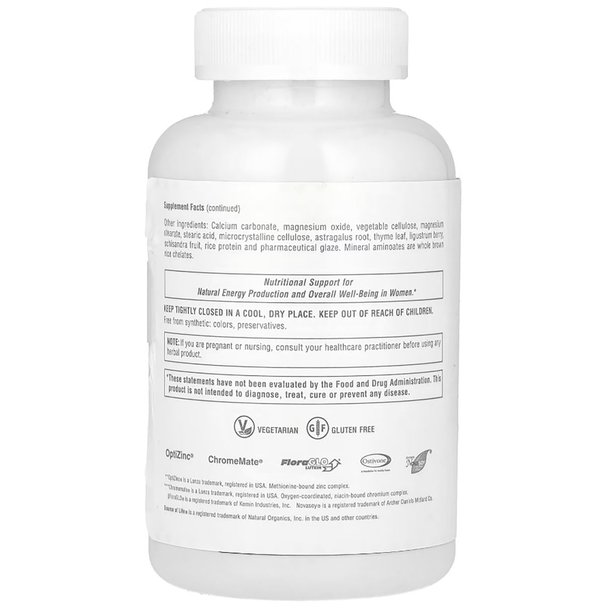 NTP249 | Supplement facts and product warnings on white bottle label
