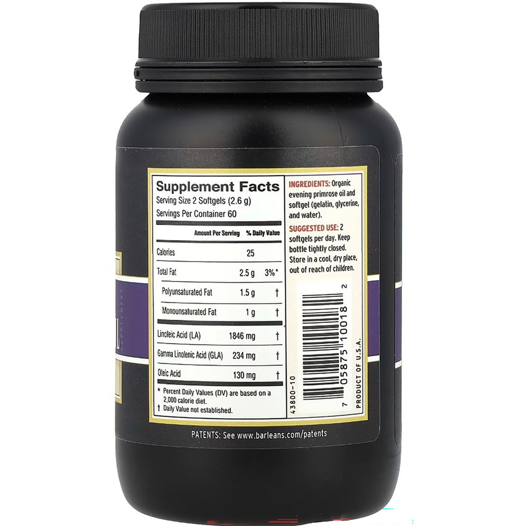 BAR044 | Back label of black supplement bottle with Supplement Facts, ingredients, and suggested use - Thumbnail