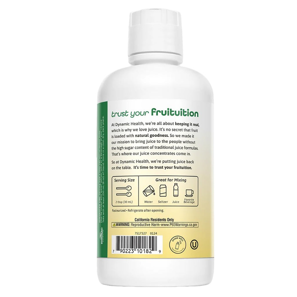 DYH027 | Back label of Dynamic Health fruit juice concentrate with serving and mixing instructions - Thumbnail