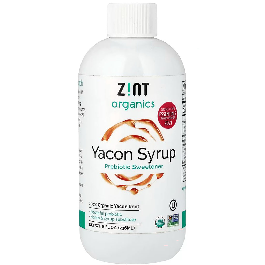 ZIN017 | Zint Organic Yacon Syrup bottle, Prebiotic Sweetener, 8 fl oz, USDA Organic, Non-GMO - Thumbnail