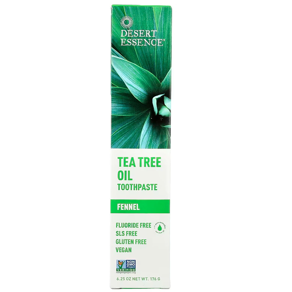 DST050 | DESERT ESSENCE NATURAL TEA TREE OIL TOOTHPASTE FENNEL box front