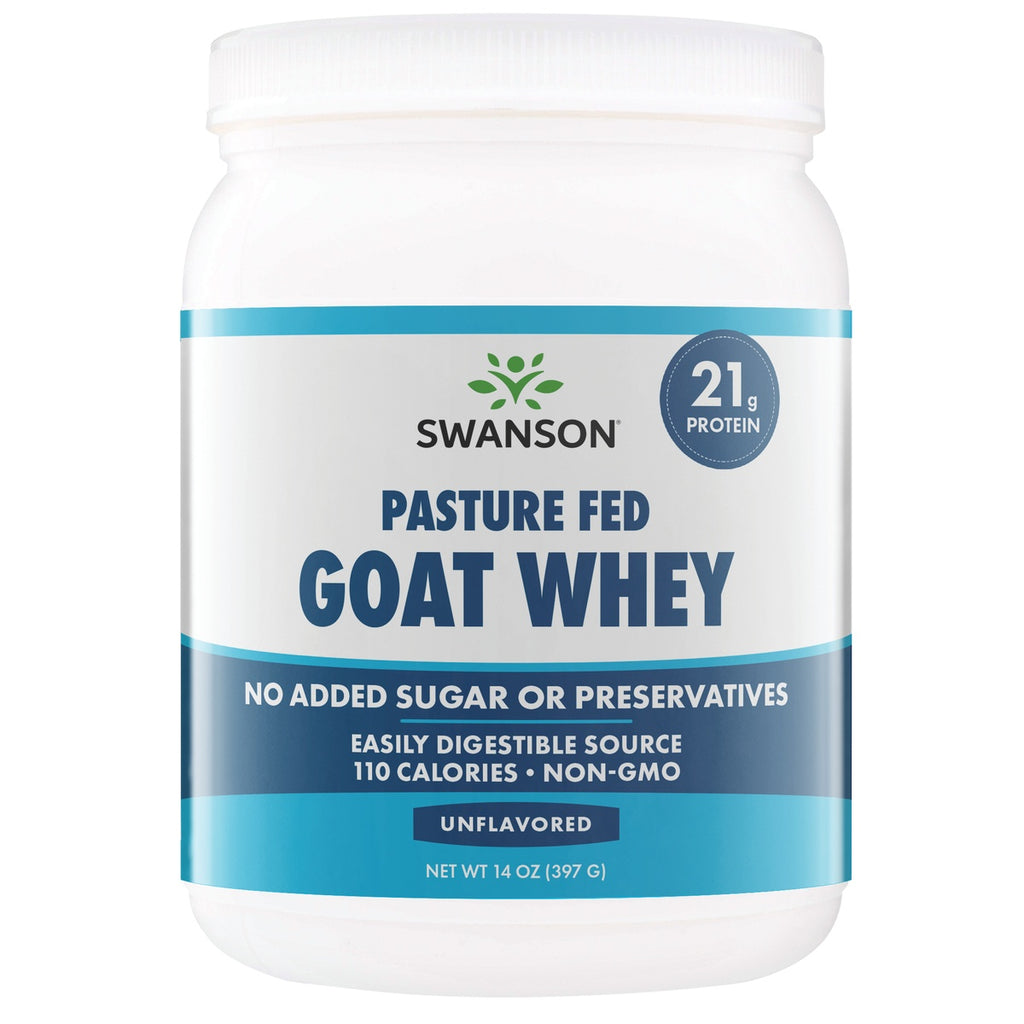 SWU891 | Swanson Goat Whey Protein Concentrate Powder, unsweetened, 14 oz; 21g protein, pasture fed, no added sugar - Thumbnail