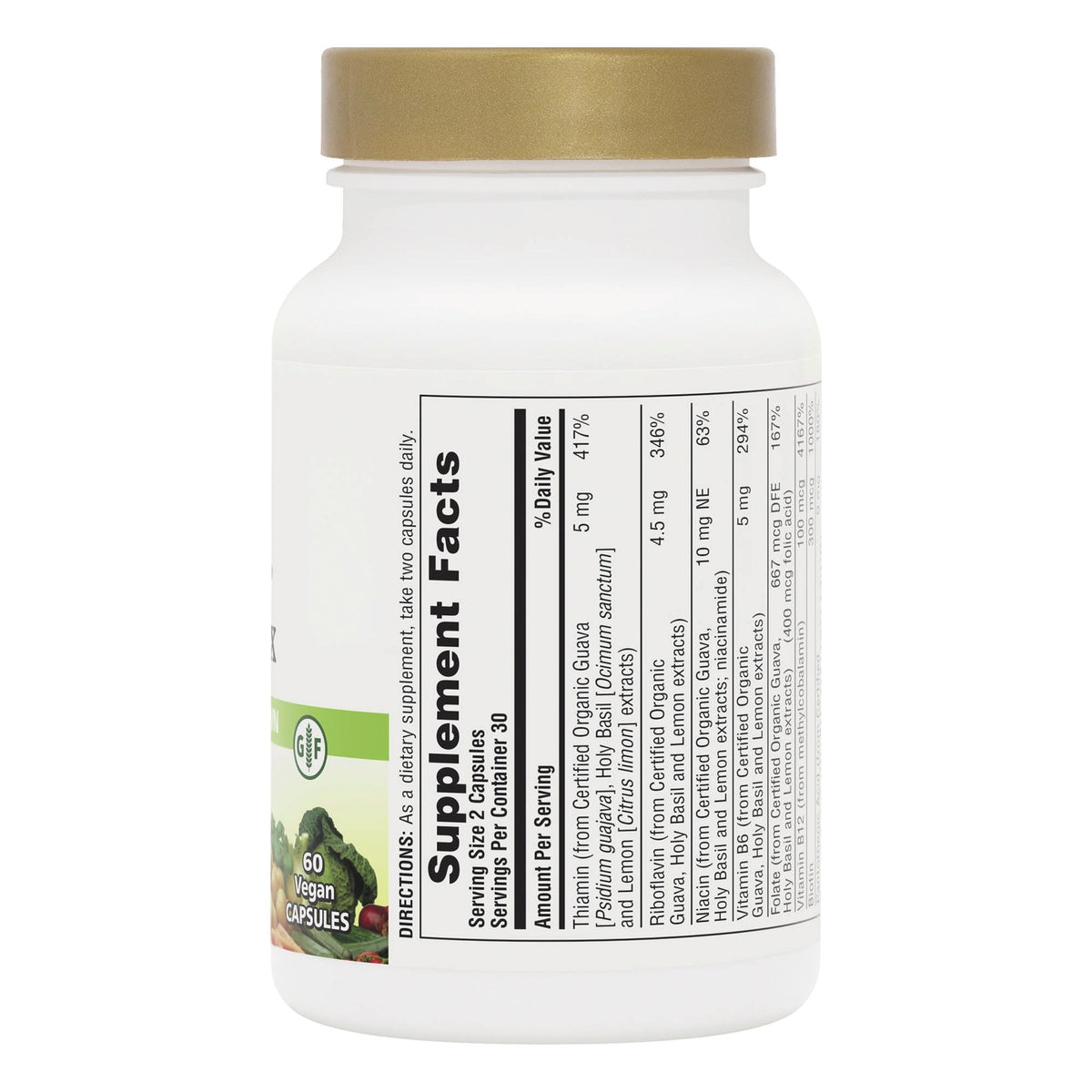 NTP324 | Supplement Facts panel on bottle showing 60 vegan capsules