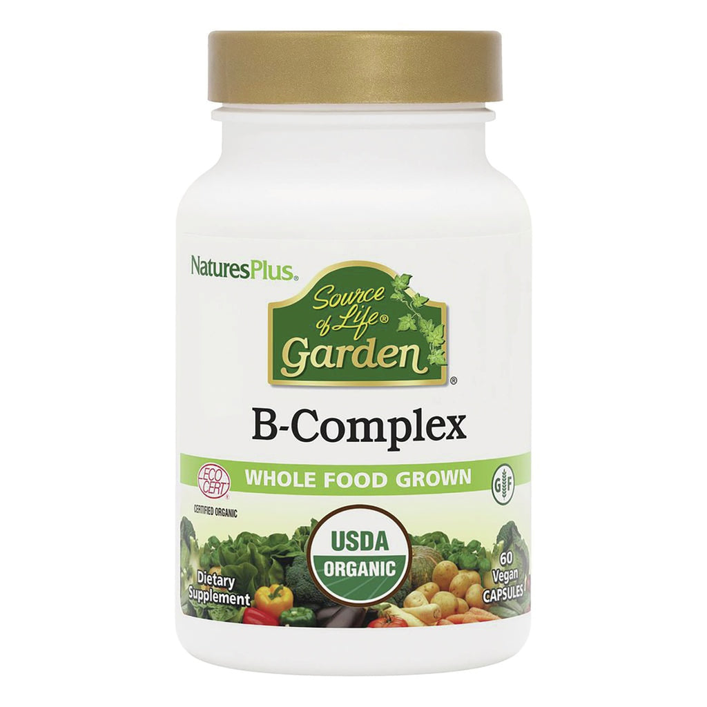 NTP324 | Bottle of Source of Life Garden certified organic B-Complex whole food grown supplement, 60 vegan capsules - Thumbnail