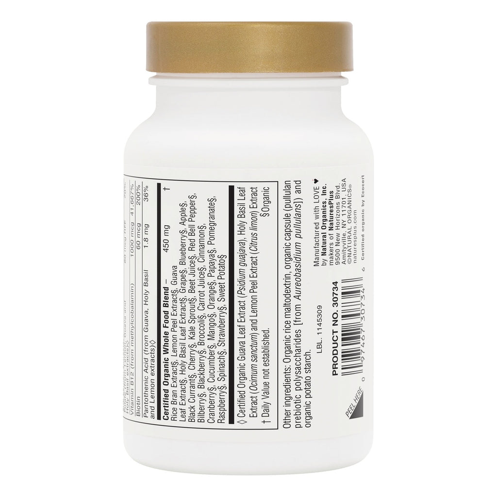 NTP328 | White supplement bottle showing the back label with ingredients, product number, barcode, and peel here tab - Thumbnail