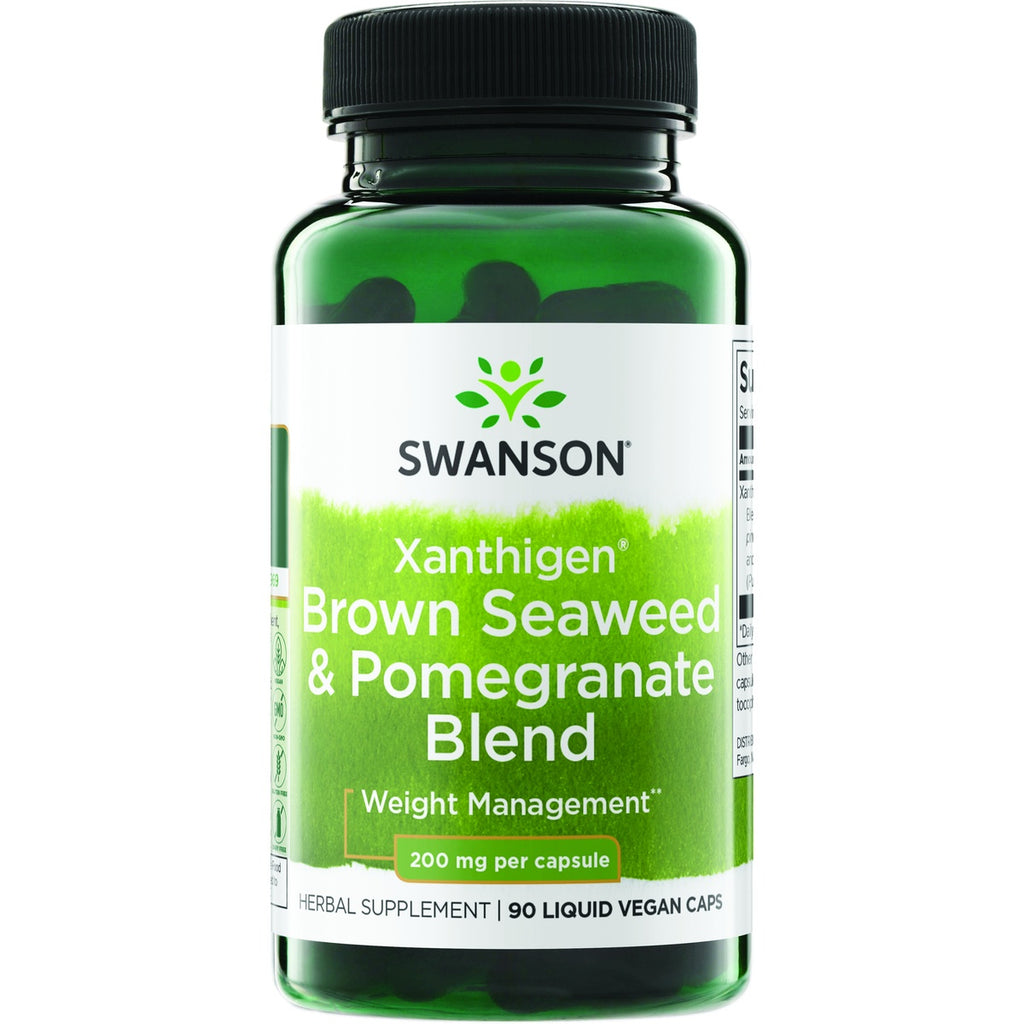 SWU775 | Swanson Xanthigen Brown Seaweed & Pomegranate Blend, weight management, 200 mg per capsule, 90 liquid veggie caps - Thumbnail