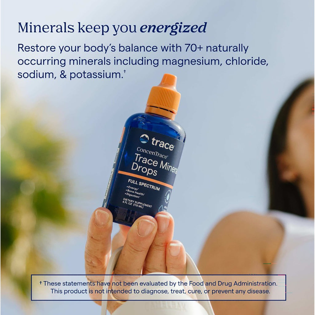 TM034 | Woman holding Trace Minerals bottle with text about minerals keeping you energized - Thumbnail