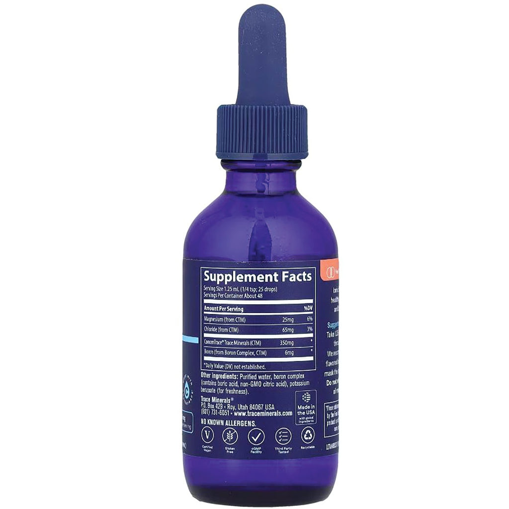 TM055 | Back of blue dropper bottle showing Supplement Facts panel and ingredients - Thumbnail