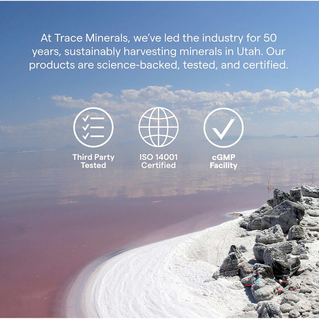 TM013 | Trace Minerals brand infographic about third-party testing, ISO 14001 certification, and cGMP facility - Thumbnail