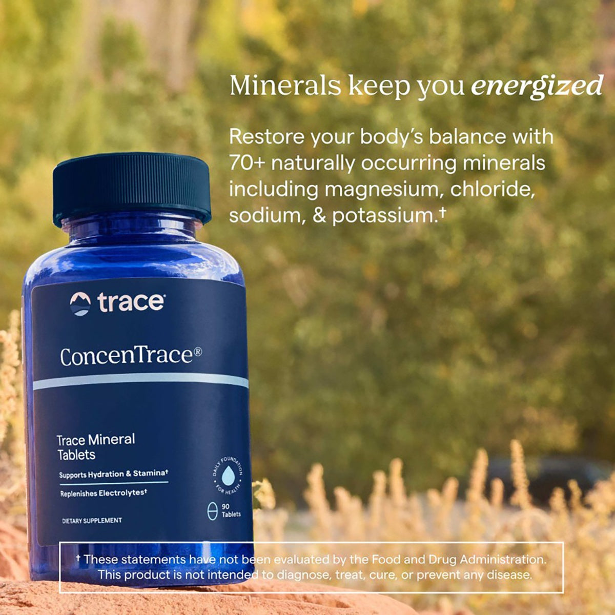 TM028 | Trace ConcenTrace trace mineral tablets bottle with mineral benefits text