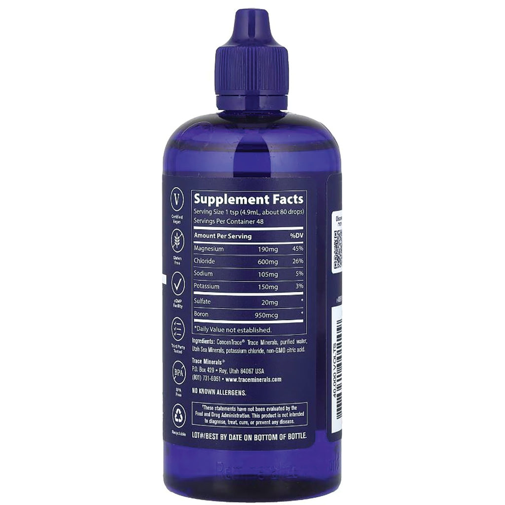 TM032 | Back label showing Supplement Facts and ingredients for liquid mineral supplement - Thumbnail