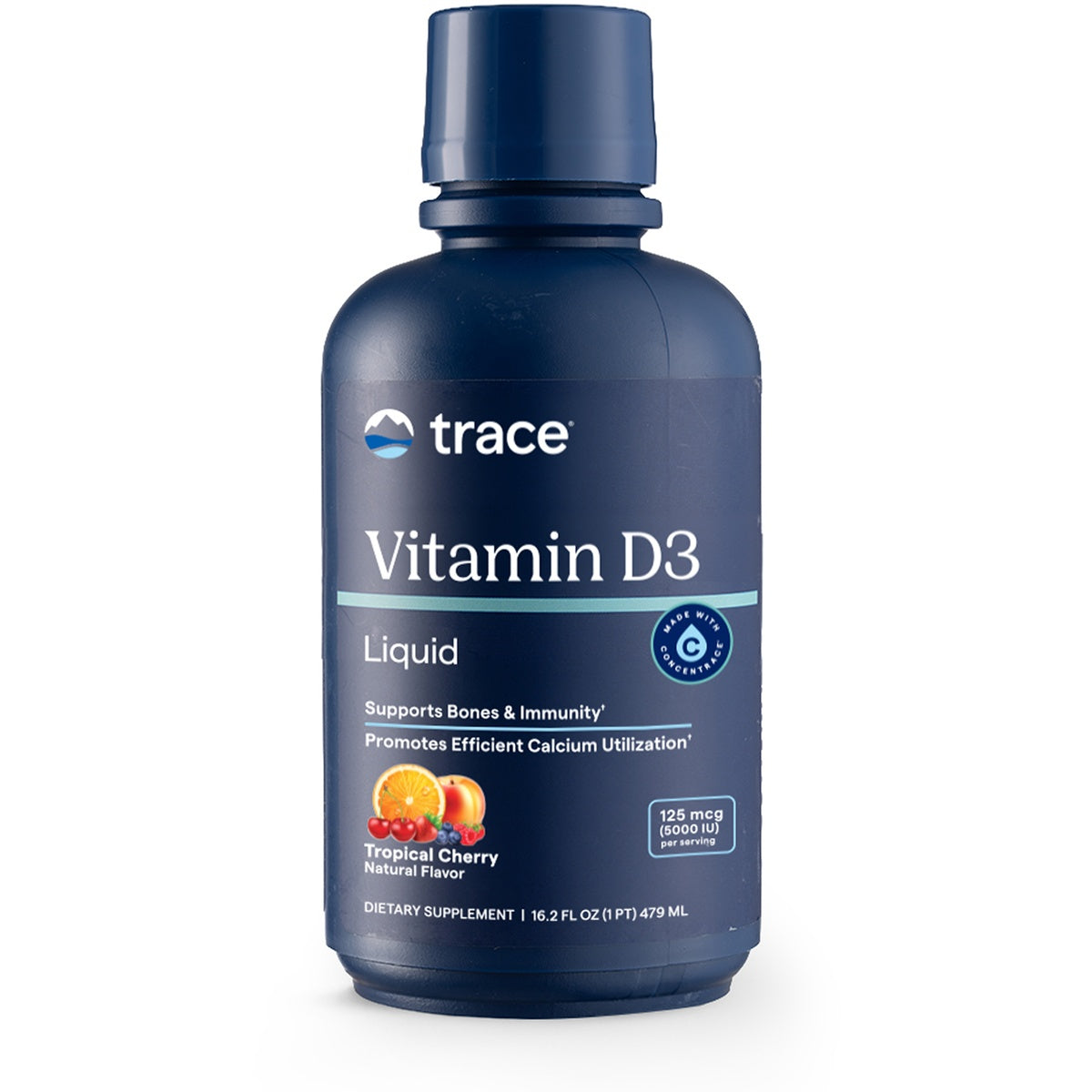 TM015 | Trace Minerals Liquid Vitamin D3, 125 mcg, Tropical Cherry, 16 fl oz bottle