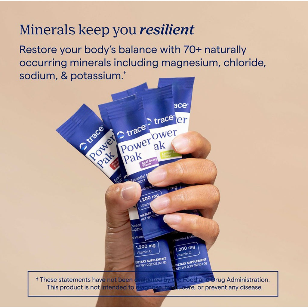 TM046 | Trace Power Pak mineral supplement sachets held in a hand with resilience messaging - Thumbnail
