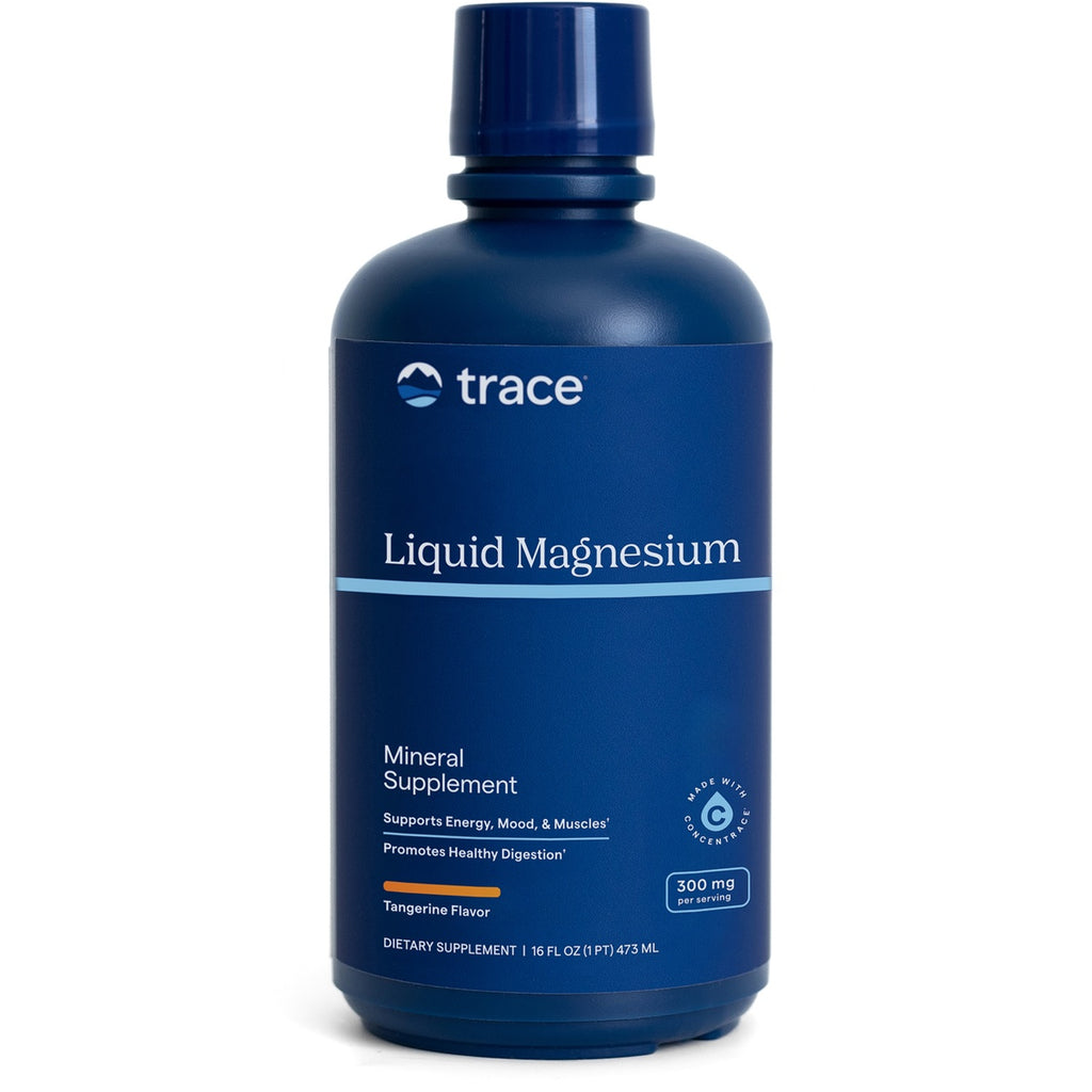 TM053 | Trace Minerals Liquid Magnesium 300mg, tangerine flavor, 16 fl oz bottle front - Thumbnail