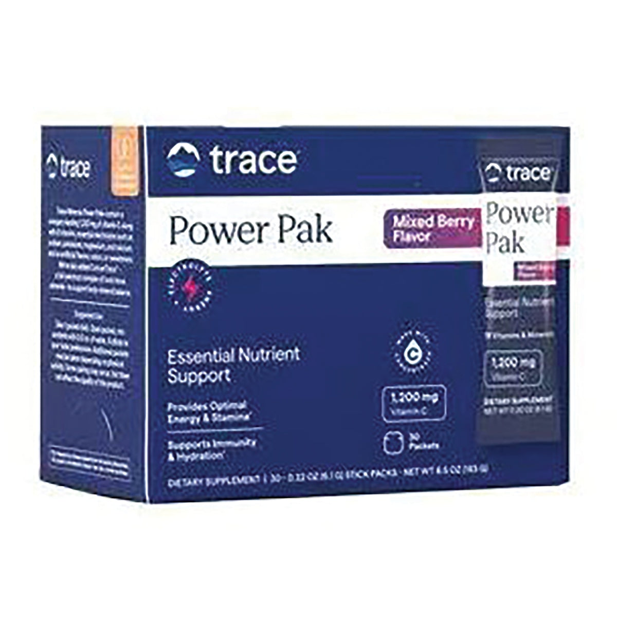 TM119 | Trace Power Pak Mixed Berry Flavor, 30 packets, 1,200 mg Vitamin C electrolyte supplement box