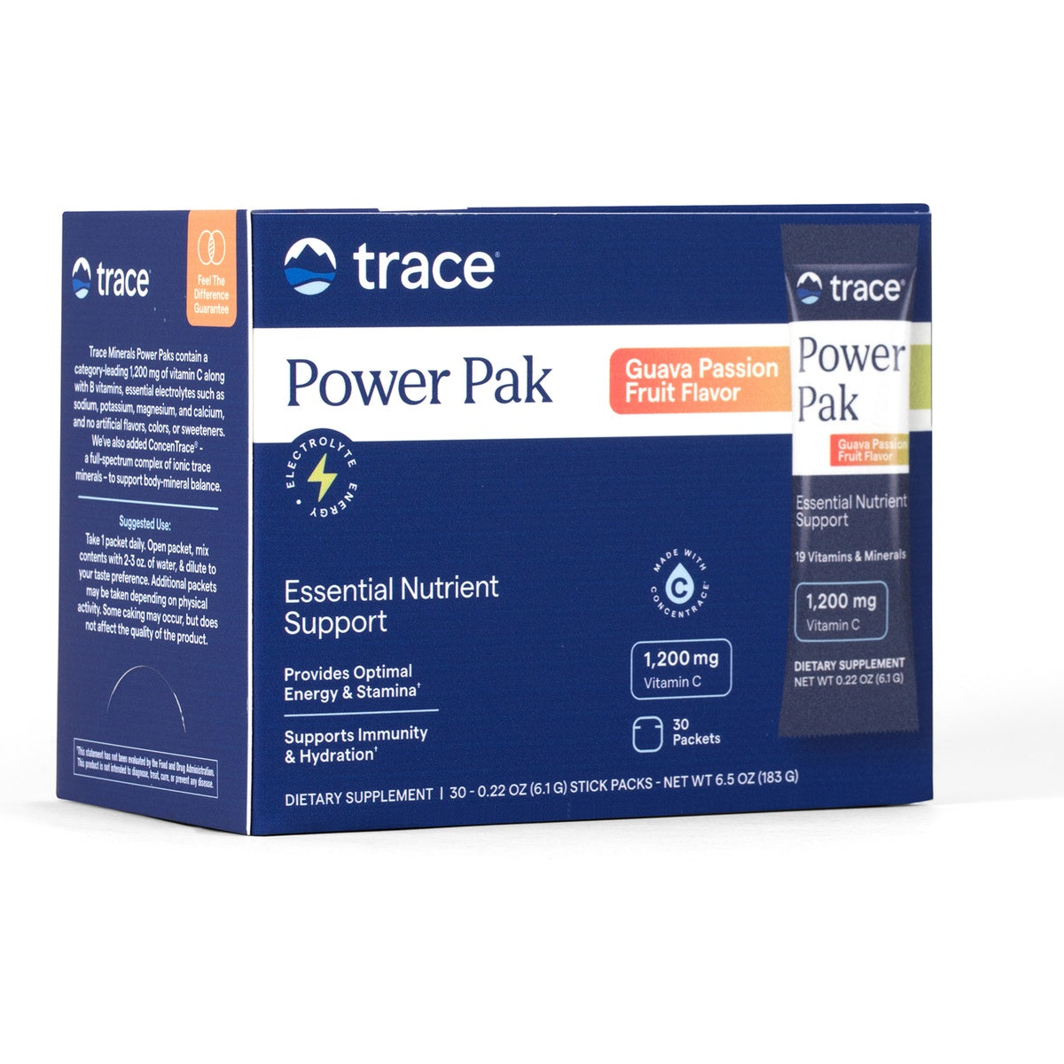 TM124 | Trace Power Pak Guava Passion Fruit, 1,200 mg Vitamin C, 30 packets box front