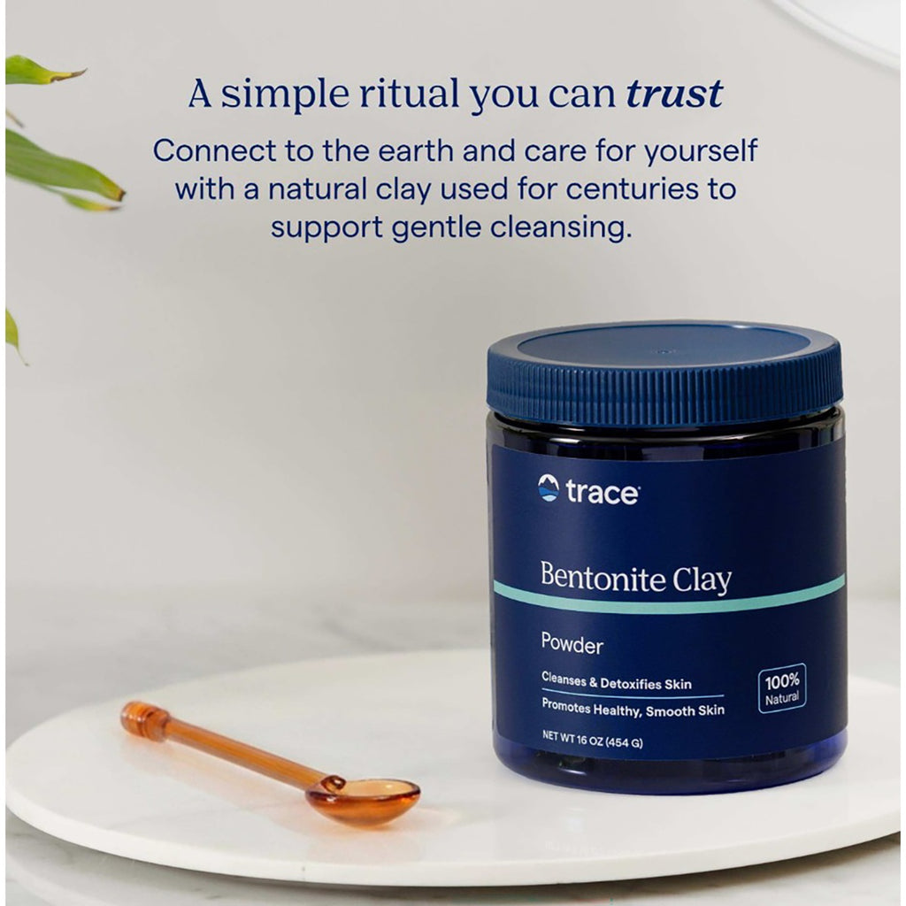 TM087 | Trace Bentonite Clay Powder jar with spoon and cleansing message - Thumbnail