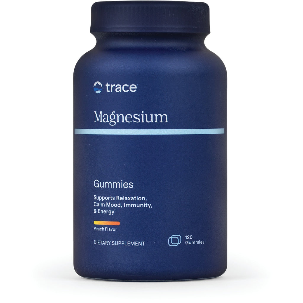 TM138 | Trace Magnesium Gummies bottle, peach flavor, dietary supplement, 120 gummies - Thumbnail