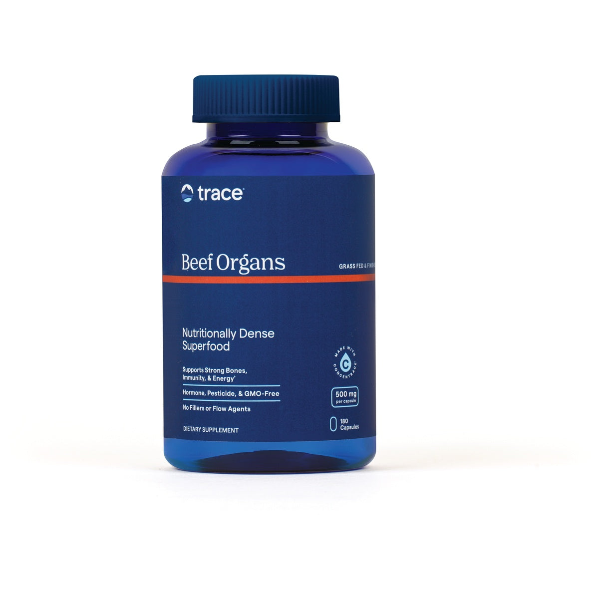 TM143 | Trace Beef Organs dietary supplement, 500 mg per capsule, 180 capsules