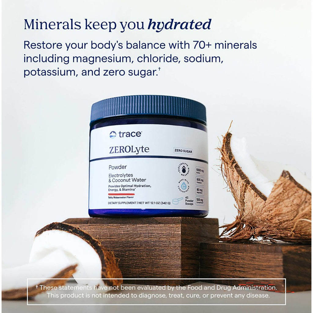 TM170 | Trace ZEROLyte powder jar with coconut pieces and hydration claim text - Thumbnail