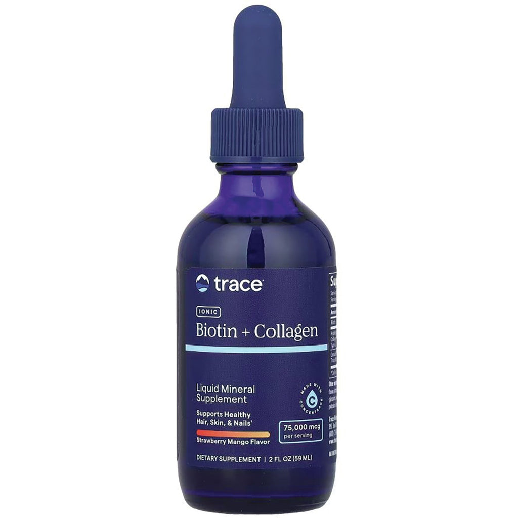 TM147 | Trace Ionic Biotin + Collagen liquid mineral supplement, strawberry mango flavor, 2 fl oz dropper bottle - Thumbnail
