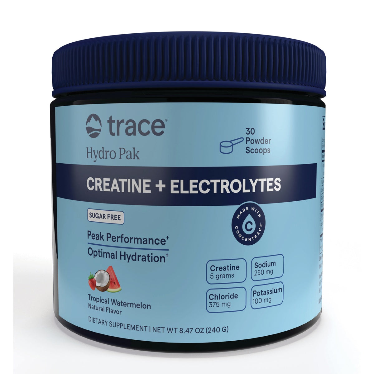 TM175 | Trace Hydro Pak Creatine + Electrolytes Tropical Watermelon powder supplement jar