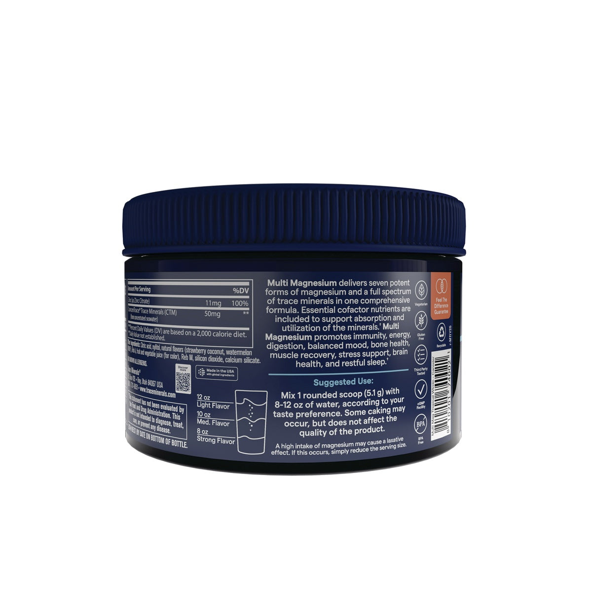 TM176 | Multi Magnesium powder jar with usage instructions and supplement facts