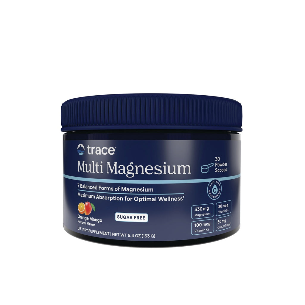 TM177 | Trace Multi Magnesium powder supplement jar with orange mango flavor and 30 scoops - Thumbnail